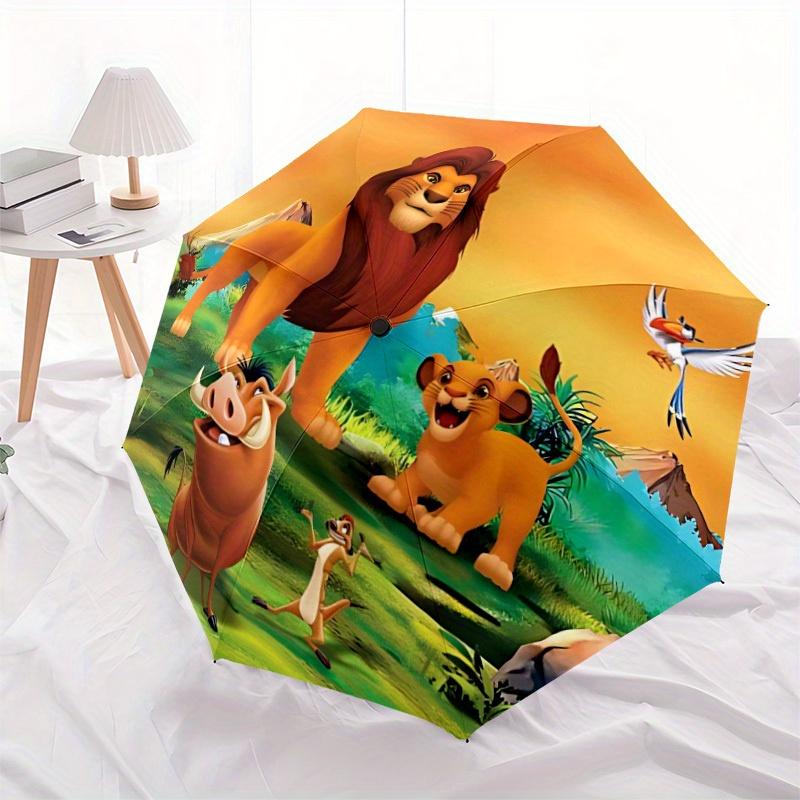 1pc Lion King Automatic Folding Umbrella - Portable Foldable Design with 8 Ribs, Durable Plastic & Iron Frame, Outdoor Umbrella yy250731018