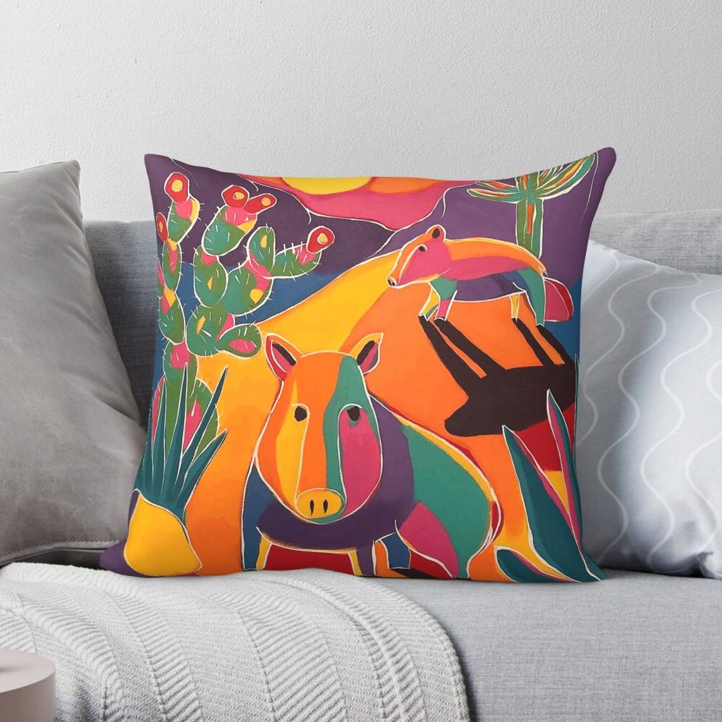 Two Javelinas In The Sunset Pillowcase Polyester Linen Velvet Printed Zip Decorative Sofa Seater Cushion Case