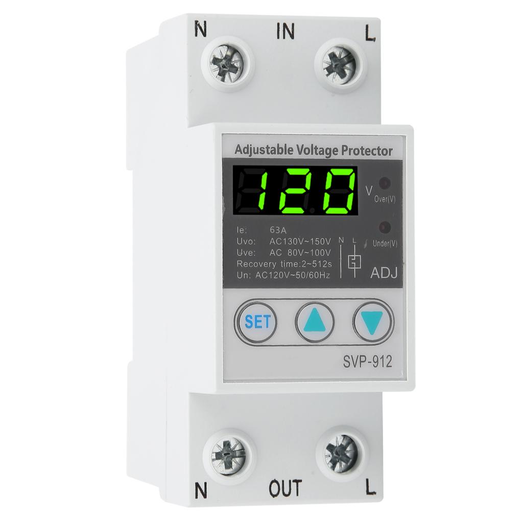 SVP912 40A/63A/80A 120V AC Регулируемый самовосстанавливающийся предохранитель от пониженного напряжения Защитный выключатель с автоматическим сбросом напряжения