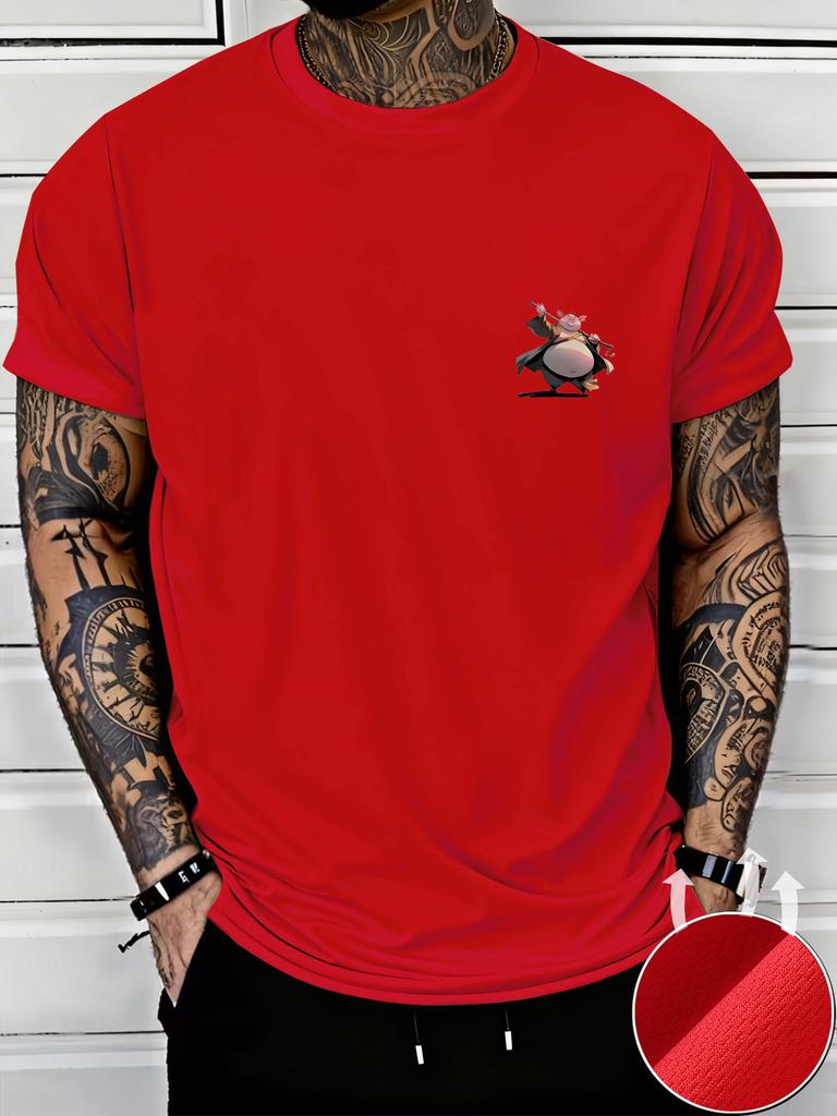 Men's Summer Comfort Round-neck Short-Sleeved T-shirt - Fabric - Cartoon Pig Print T-shirt - Ca