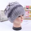 New Winter Real Rabbit Fur Beanies Hat Women 100% Genuine Real Rex Rabbit Hat Good Elastic Knitted Rex Rabbit Fur Caps