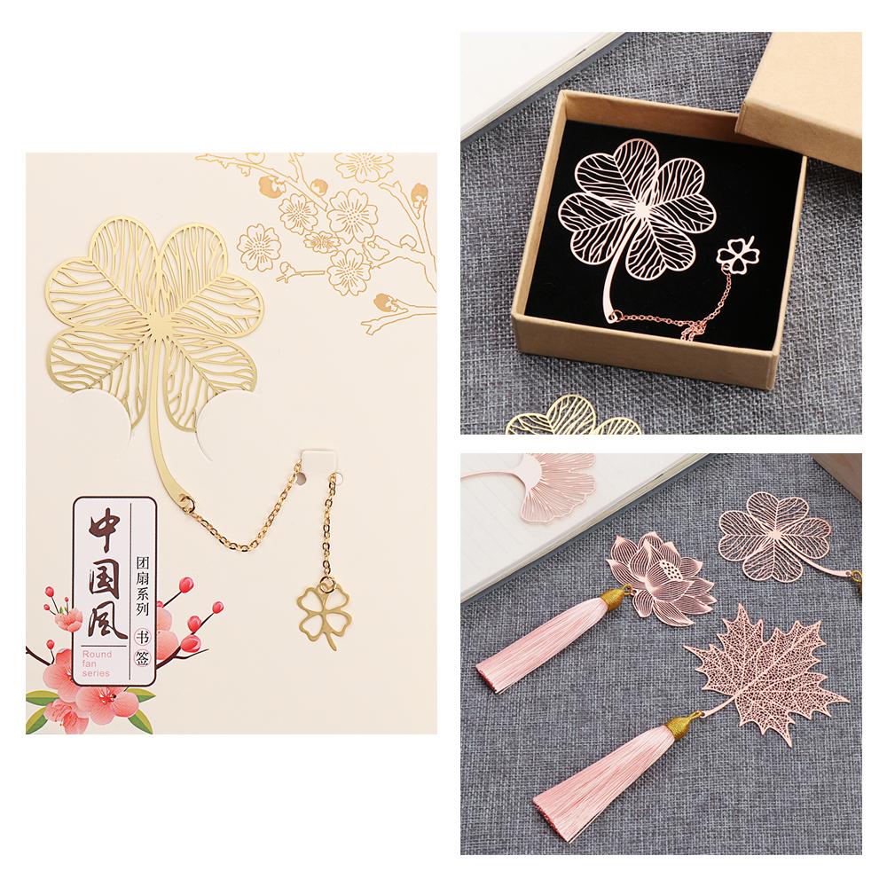 Милый держатель для книги абрикосового цвета с кисточкой в китайском стиле, металлическая закладка в виде листа