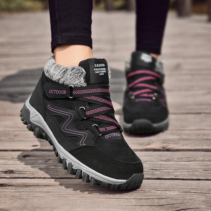 Женские зимние плюшевые зимние ботинки, нескользящие кроссовки для активного отдыха, женские теплые водонепроницаемые ботинки, модная теплая зимняя обувь