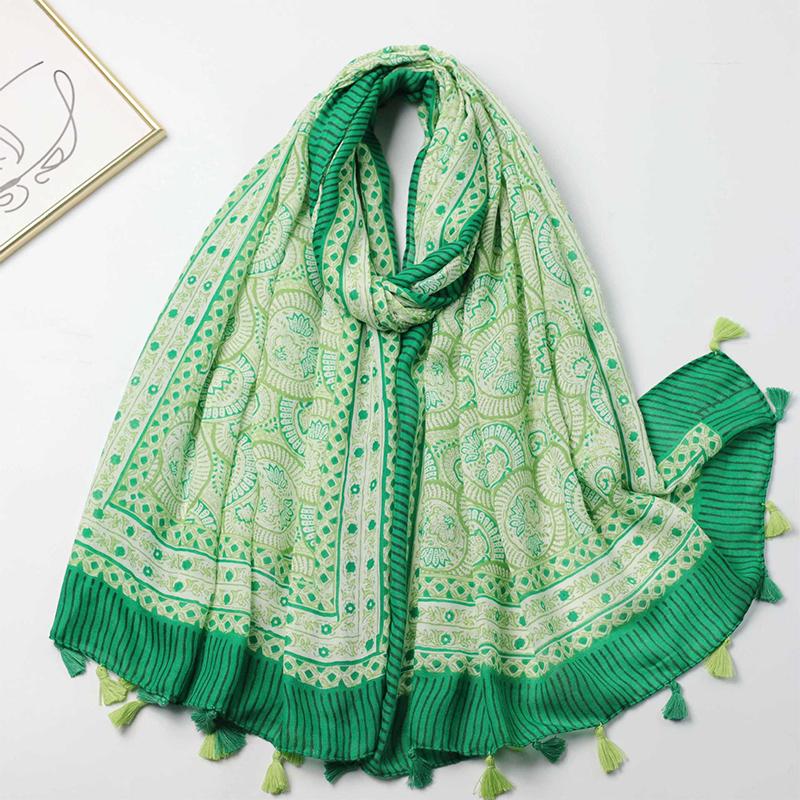 New Fashion Luxury Ladies Women Scarf Female Cotton Linen Shawl Tassel Four Seasons Versatile Floral Muslim Hijab 90*180cm