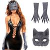 Cat Girl Masque Rhinestone Masque Cat Paw Gloves Sexy Cosplay Dressing Prop Accessories Cat Woman Masquerade Gloves for Costume Parties