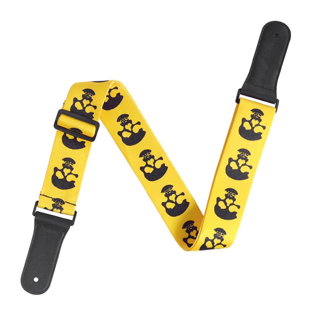 Guitar Strap Acoustic Electric Bass Ukulele Belt Adjustable Skull Pattern Leather HeadYellow
