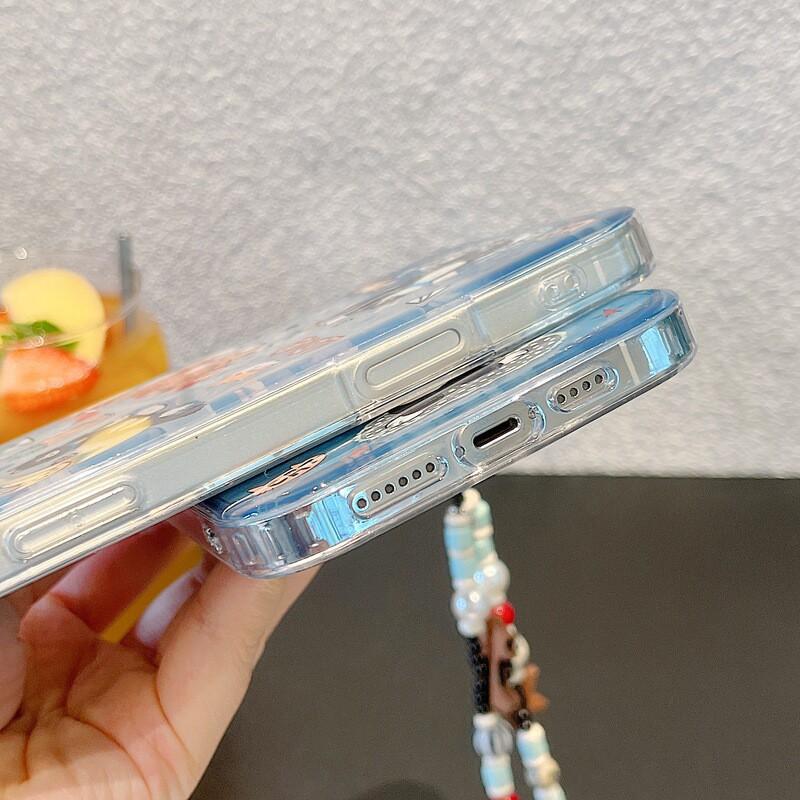 Милый Чехол Для Телефона С Принтом Кошки IMD С Цепочкой IPhone 13 14 Pro Max 15 16 17