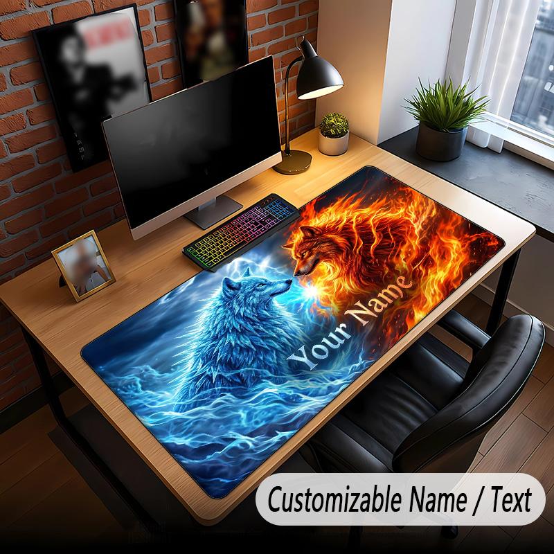 Wolf Theme Custom Mouse Pad Personalized With Name Text Customized Desk Mat For Office Home Decor