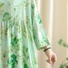 Women Plus Size Floral Print Maxi Dress Casual Loose Long Sleeve O Neck Oversize Long Hat Dress 8109