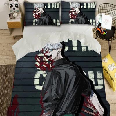 Постельное белье Jujutsu Kaisen Аниме Подростковый Комплект Пододеяльника 3D Печать Мальчики Младшие Комплект Пододеяльника Размер Twin Queen King Single