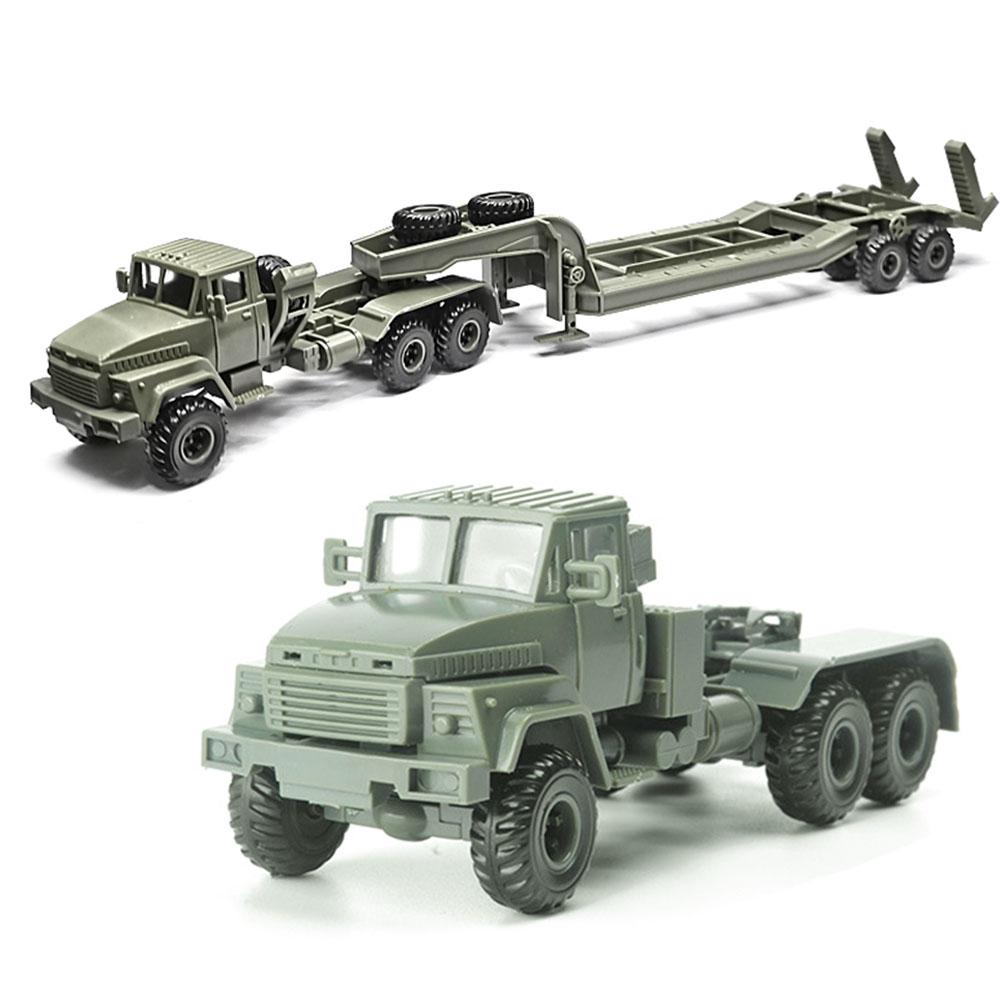 1/72 Ukraine KRAZ-260B Semi-Trailer Tractor Military Vehicle Toy Building Blocks Car Assembly Model Kit Gift DIY Army