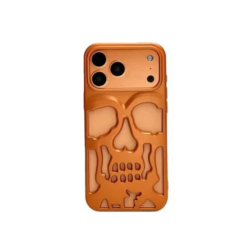 Ins Полый Череп Матовый Оранжевый Чехол Для Телефона Для Iphone 17 Pro Max Покрытие Оранжевый Защитная Задняя Крышка