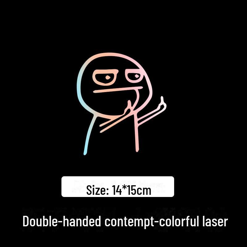 Funny Middle Finger Cartoon Car Stickers: Reflective Body Decals with Contempt and Personality