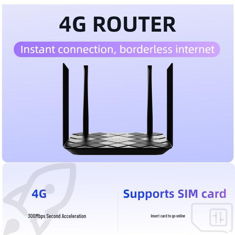 4G Wireless Router with SIM Card Slot, 300M WiFi, Suitable for Europe and Asia Regions.