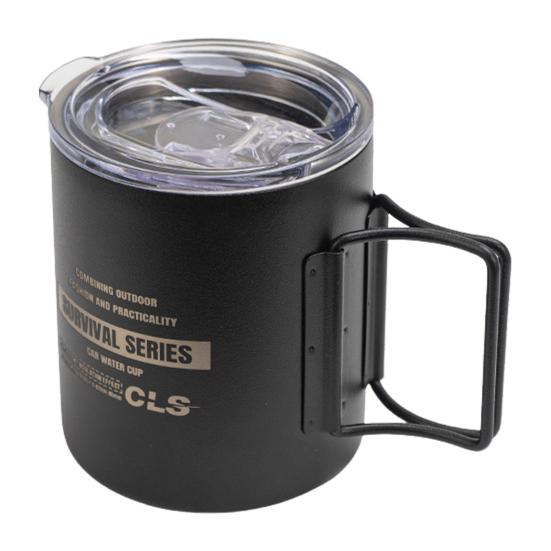 320ML Stainless Steel Camping Cup with Foldable Handle Double Layers Outdoor Travel Picnic Tea Milk Beer Milk Mug Insulated Metal Drinking Cup