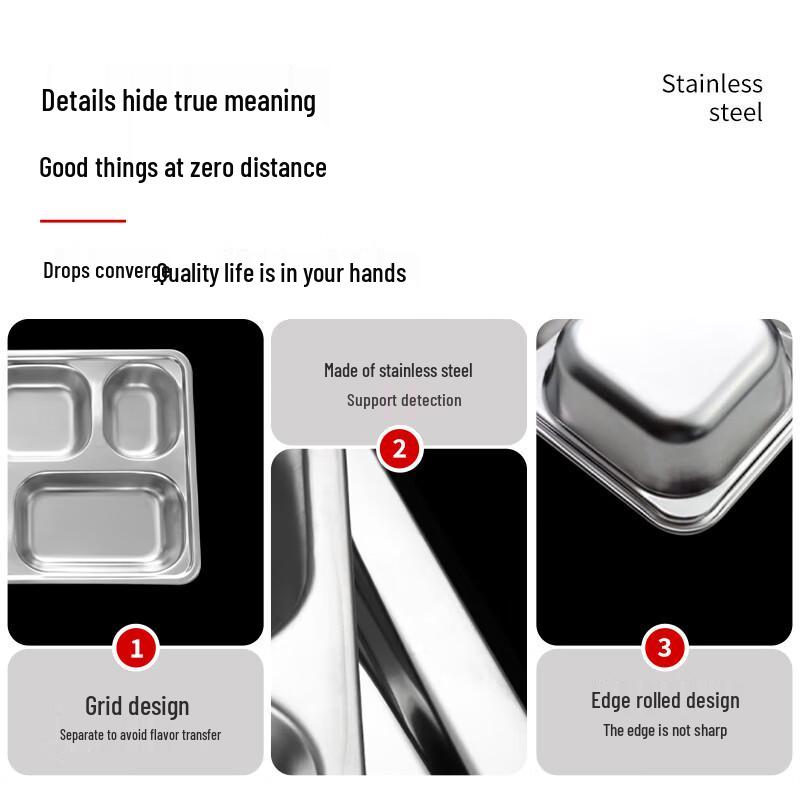 304 Stainless Steel Deep 5-Compartment Lunch Tray