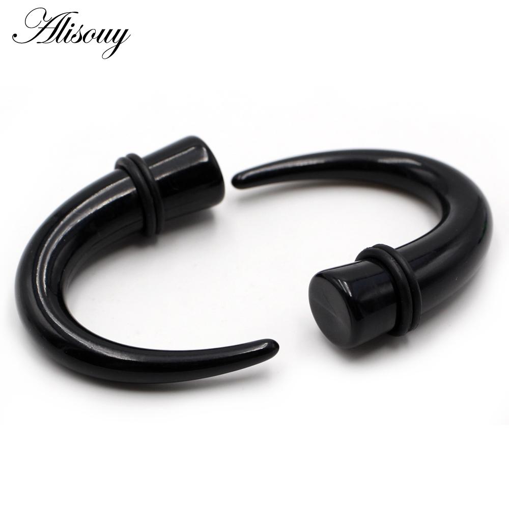 Alisouy 2 шт. 1,6 мм-11 мм акрил C Sahpe Buffalo Horn ушные манометры ушные конусы растягивающиеся заглушки туннельный расширитель ювелирные изделия для пирсинга