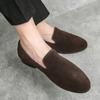 Men’s Loafers Dress Shoes Green Suede Party Nightclub Smoking Shoes Men Coffee Retro Flats Tuxedo Wedding Blazers Saddle Shoes Large Size