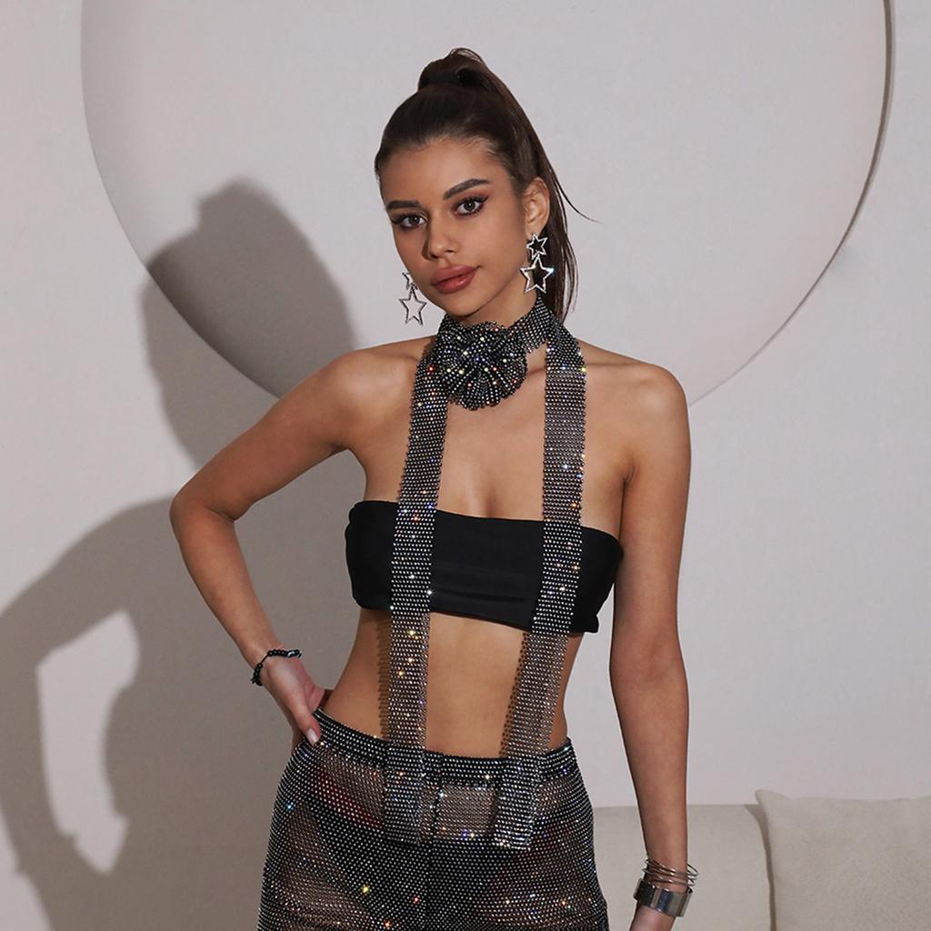 Женский Глиттер Блеск Стразы Пайетки Галстук-шарф для шеи Вечеринка Вечерний Длинный Тонкий Узкий Галстук Шали Косынка