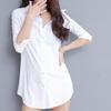 2024 Large Size Medium-length White Shirt Women Long-sleeved New Loose Shirt