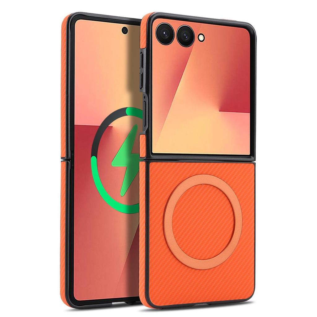 Магнитный противоударный чехол с текстурой углеродного волокна для Samsung Z Flip3/4/5/6/7