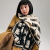 Autumn And Winter Japan And Korea Cartoon Cat Print Double-Sided Two-Color Women'S Imitation Cashmere Warm Scarf Small Fresh Shawl