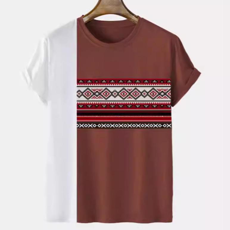 Летний круглый вырез с 3D-принтом в стиле ретро в полоску с цветными блоками, модные повседневные мужские футболки с короткими рукавами