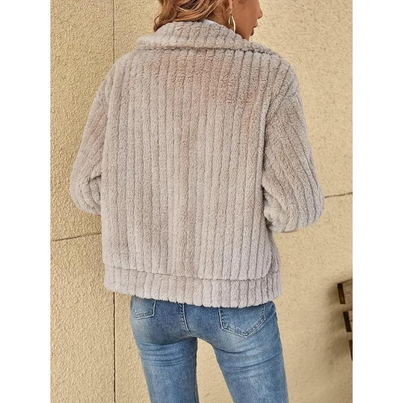 YYFS Женские модные повседневные однотонные куртки и пальто с воротником-поло на осень-зиму с длинным рукавом и принтом