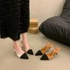 Fashion Ladies Shoes 2024 Brand Buckle Strap Women's Sandals Fashion Color Matching Dress Sandals Women Sexy Pointed Toe Toe Cap Sandals
