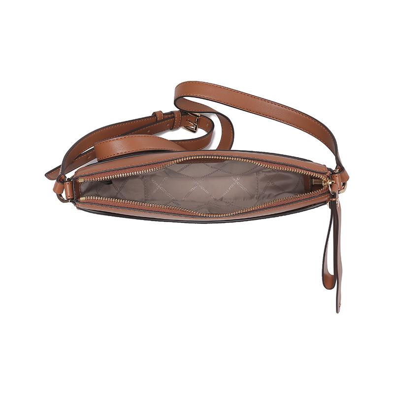 Michael Kors MK Dover Сумка-кроссбоди на молнии с монограммой из искусственной кожи, форма полумесяца, женская, коричневая 30T2G4DM6B-BRN-ACORN