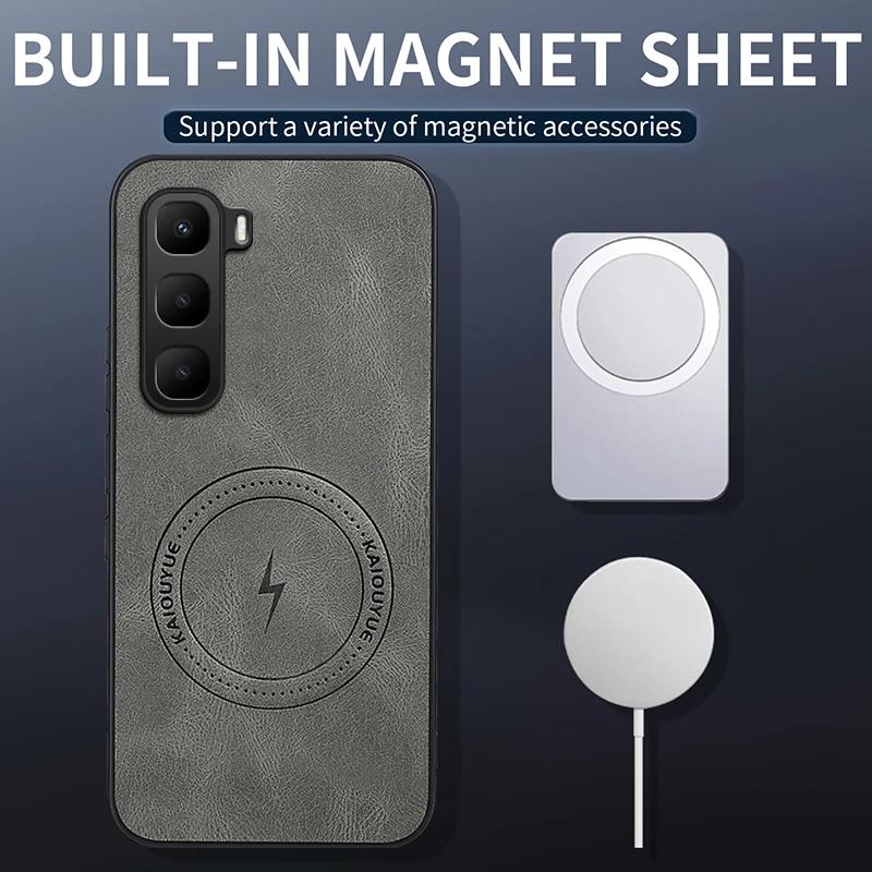 Для Infinix Hot 60 Pro Plus 60pro 60i Роскошная овечья кожа для Magsafe Магнитная матовая кожаная накладка Ударопрочный бампер с защитой от падений