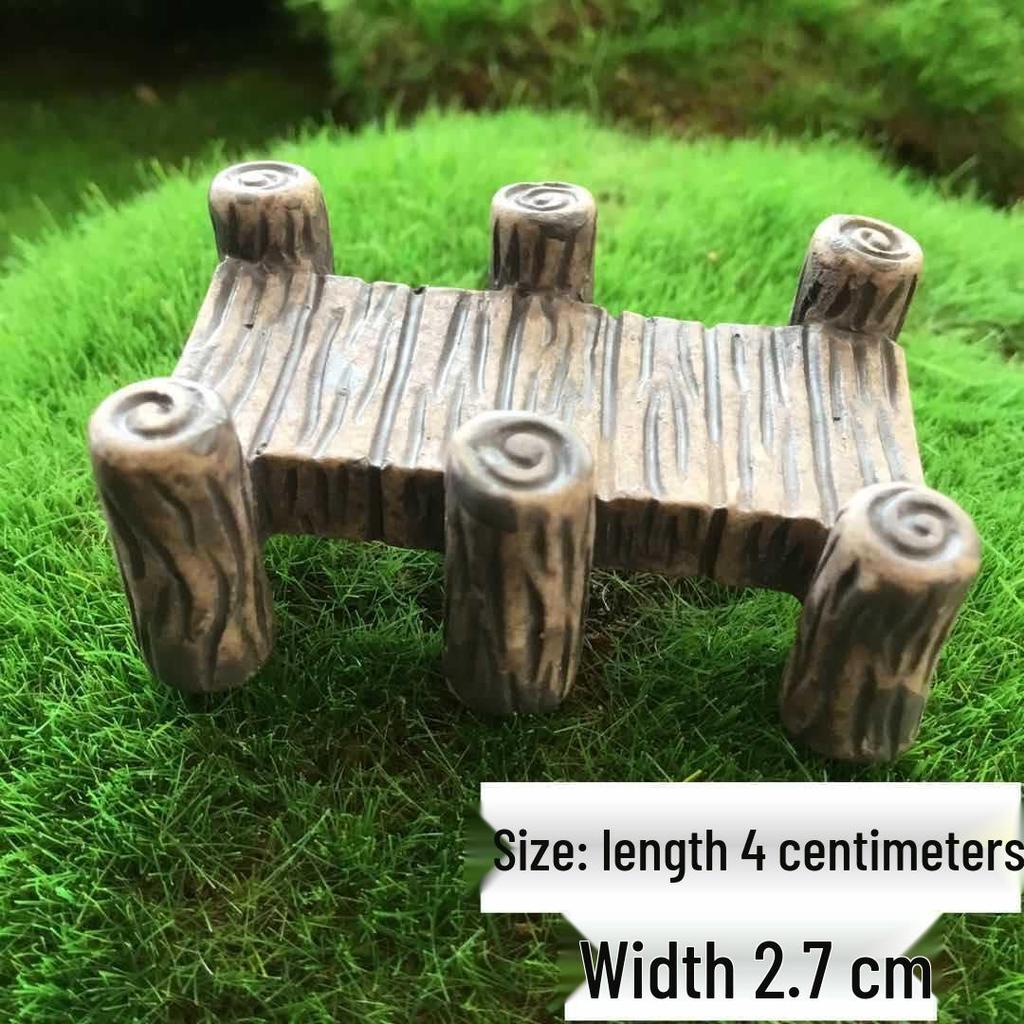 Retro Wooden Bridge Resin Ornament for DIY Plant Landscaping