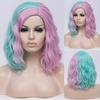 Женский двухцветный короткий синтетический парик с градиентом, белый, синий, волнистый парик с эффектом омбре для белых женщин, косплей, Боб, средняя часть линии