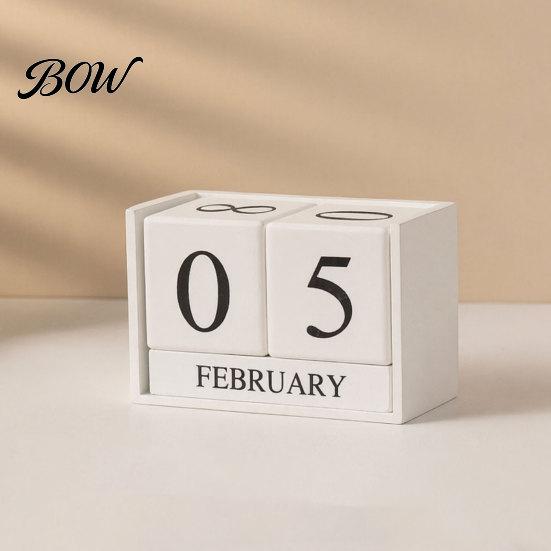 Durable Iron Art Calendar Metal Bird Perpetual Desk Calendar, Frame Desktop Office Accessory with Rotating Flip Month Date Display for Home