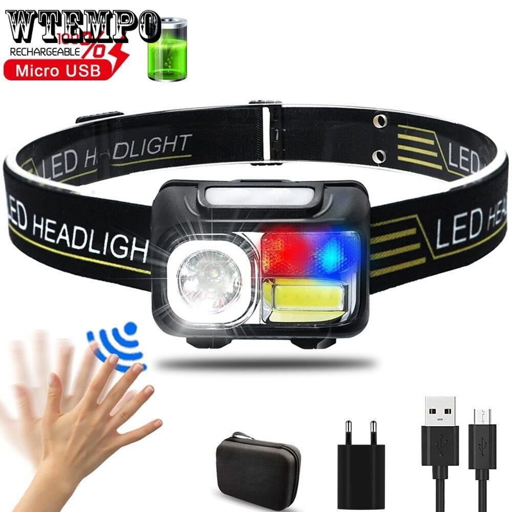 Светодиодная фара дальнего света, индуктивная зарядка через USB, портативная лампа для гарнитуры, уличная ночная ходовая лампа, лампа для ночной рыбалки