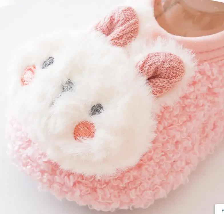 Warm Plush Baby Slippers Autumn Winter Toddler Floor Sock Shoes Boy Girl Children Soft Anti-slip Walking Shoes Indoor Kids Shoes