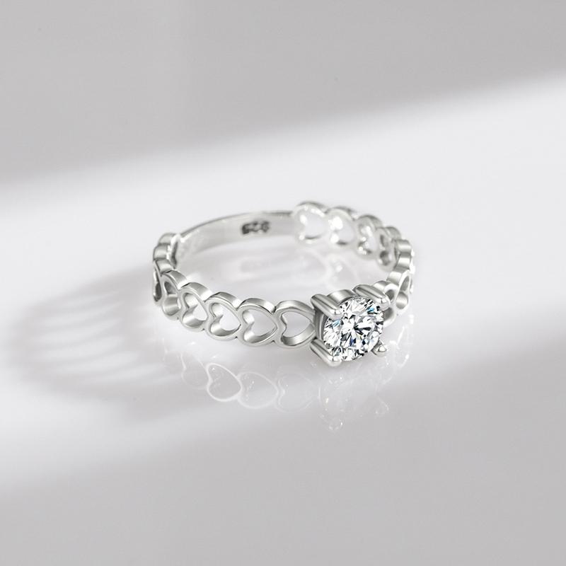 MODIAN Женское кольцо из стерлингового серебра 925 пробы с романтическим сердечком, изысканные ювелирные изделия, сверкающие круглые кольца с фианитами для девочек, свадебный подарок для невесты