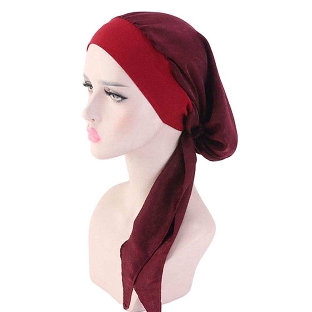 Fashion Elastic Pre-Tied Printed Hair Loss Hat Chemo Pirate Cap Muslim Turban Cancer Head Scarf