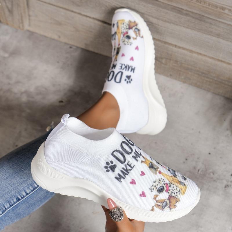 Модные кроссовки Женские кроссовки с принтом растений Дышащие кроссовки Slip-On Женские кроссовки Slip-on Vulcanize Shoes Сетчатые кроссовки для ходьбы на открытом воздухе