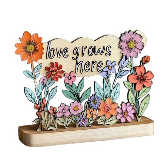 Украшение для сада мамы «Любовь растет здесь» Знак с деревянной основой Украшение для стола в центре Подарки на День матери День рождения