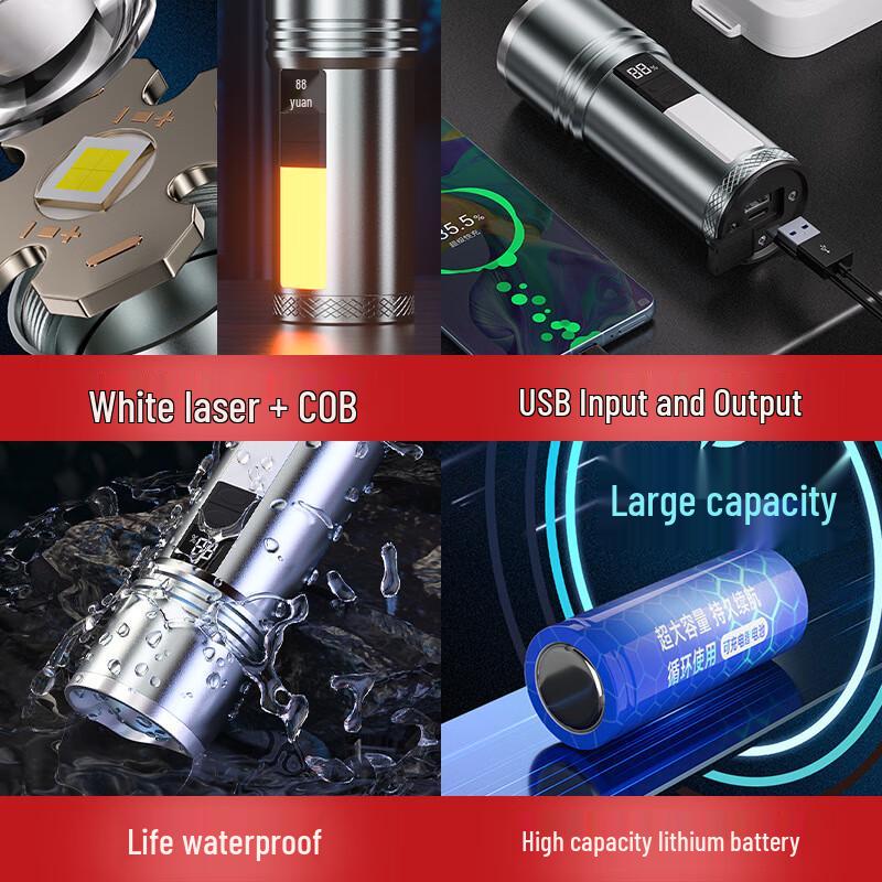 Многофункциональный светодиодный фонарик QB-1266 с аккумулятором
