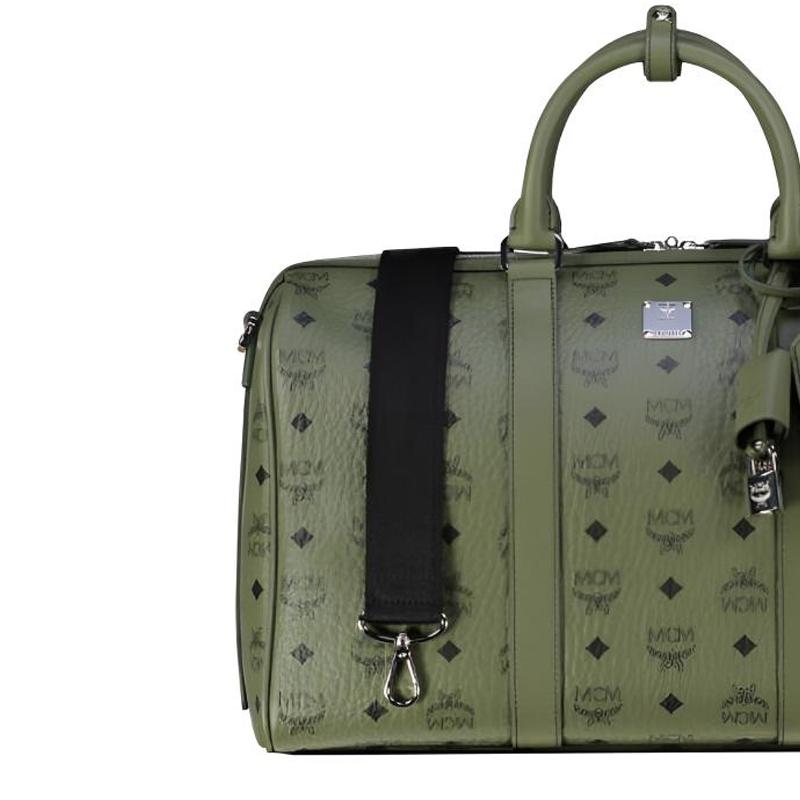 MCM Ottomar Silver Cobalt Metal Accessory Logo Copper Plate Shoulder Crossbody Tote Bag Women Travel Bag Khaki Moss MMVFATT02K8001