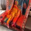 Flower Fiery Red Luxury Scarf Women's Goods New Silk Scarf Long Large Size Travel Shawl Sun Protection