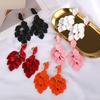 1 Pair Bohemian Floral Petal Tassel Acrylic Clip-On Earrings, High-End Piercing-Free Party Jewelry for Women