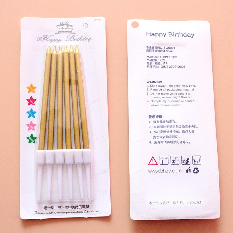 Gold-plated Pencil Candles, Creative Birthday Cake Candles, Birthday Candles, Golden Champagne Candles