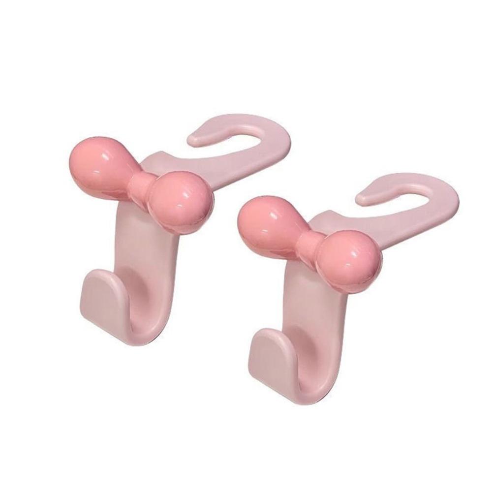 2Pcs Cartoon Dopamine Pink Bow Car Hook Plastic Multifunctional Car Seat Hanger Hooks Home Storage Hook Car