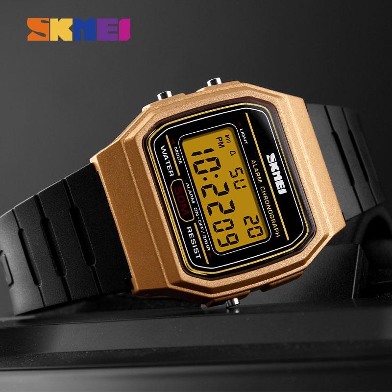 Skmei Часы для пар, модный циферблат, спортивные водонепроницаемые светодиодные часы с датой недели, цифровые повседневные наручные часы