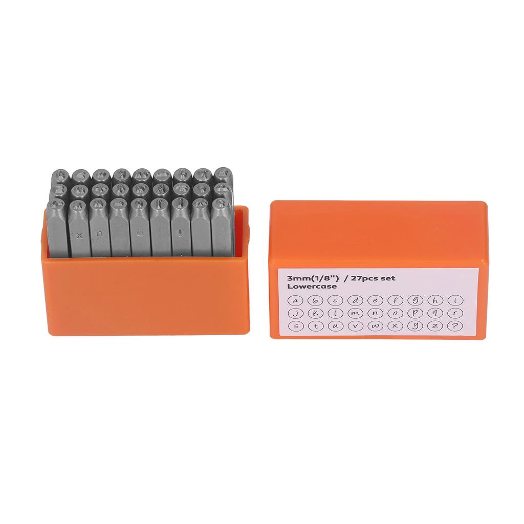 27 Pcs Metal Stamps Orange High Carbon Steel Metal Lowercase Letter Punch Stamp Set for Jewelry Leather with Box