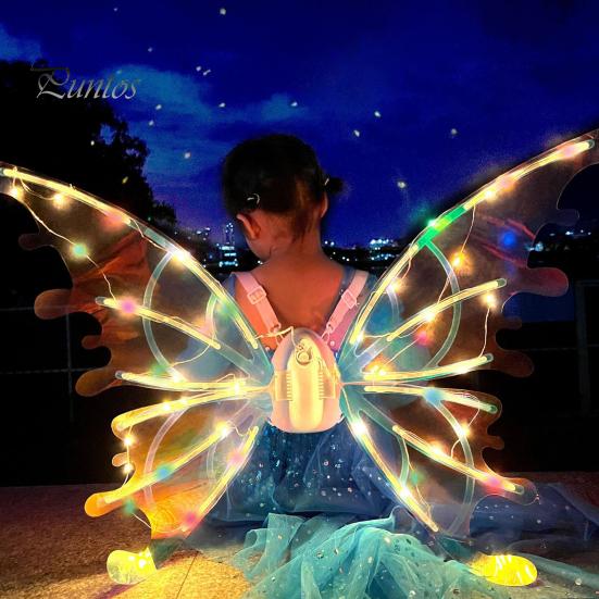 Светодиодные крылья бабочки с музыкой и огнями для девочек, рождественские костюмы фей, регулируемые ремни, рюкзак для больших собак, принцесса-фея
