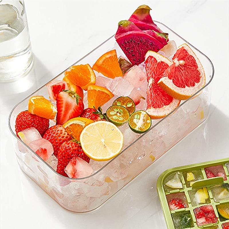 1 шт., пресс-форма для льда с одной кнопкой, коробка для формования льда 32/64 сетки, пластиковая форма для изготовления кубиков льда, форма для лотка для льда с коробкой для хранения с кухонным барным инструментом для прохладительных напитков